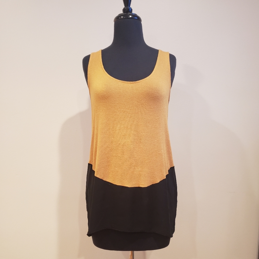 Two tone black and tan tank with back zipper